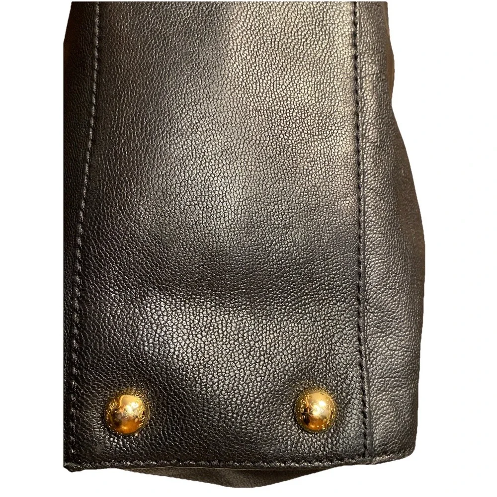 Michael Kors black leather handbag Gold Chain Handle Multi Pockets Dust bag